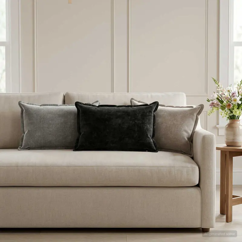 Vidaxl kussensloop 6 st houten antraciet 30 x 50 cm chenille stof
