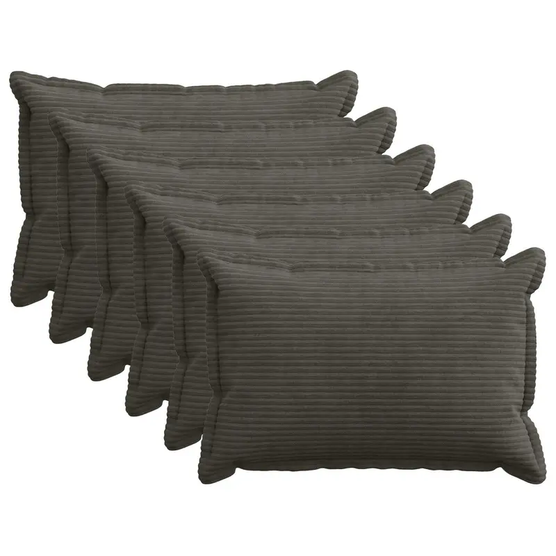 Vidaxl kussensloop 6 st houten antraciet 30 x 50 cm corduroy