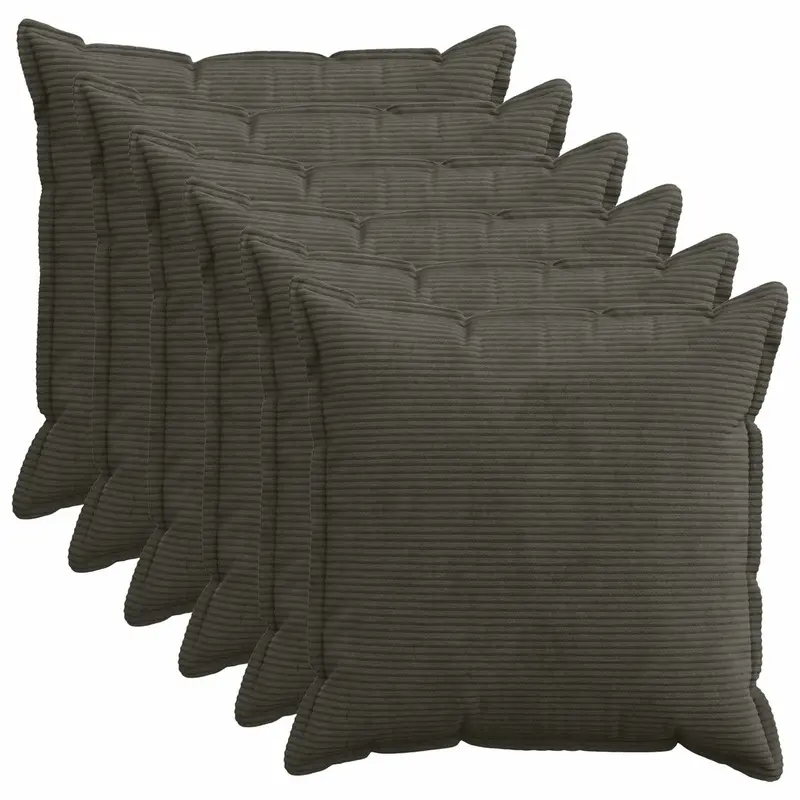 Vidaxl kussensloop 6 st houten antraciet 60 x 60 cm corduroy