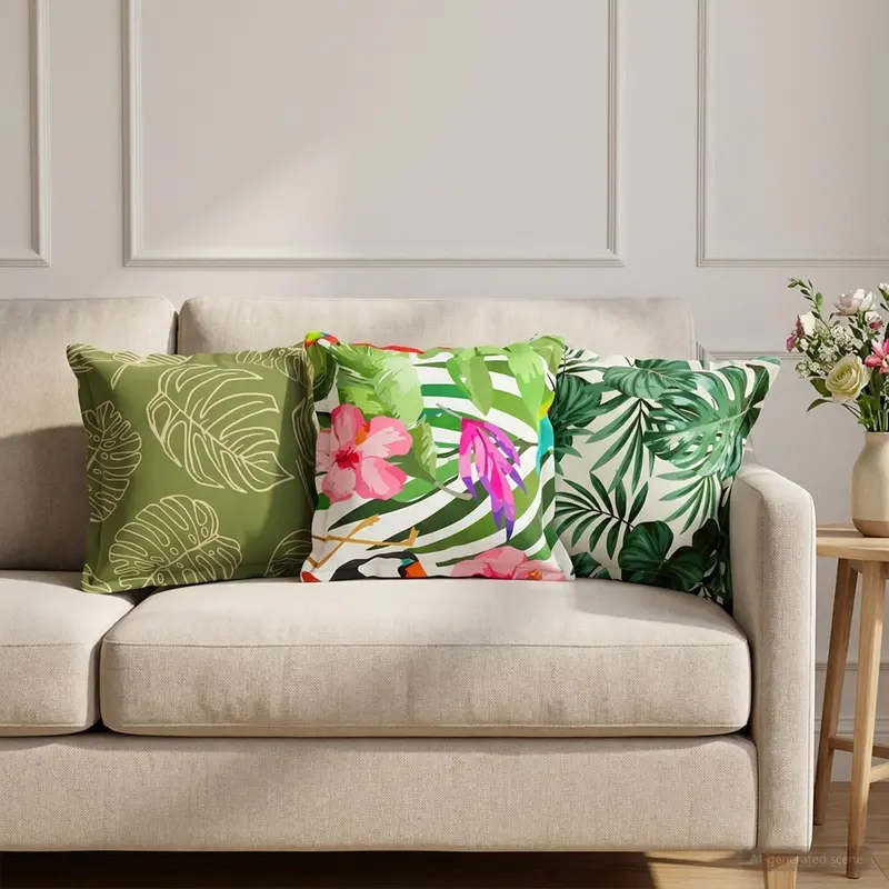 Vidaxl kussensloop 6 st houten bladontwerp 40 x 40 cm polyester