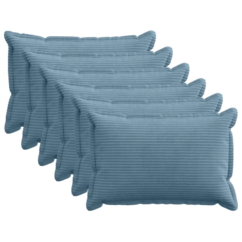 Vidaxl kussensloop 6 st houten blauw 40 x 60 cm corduroy