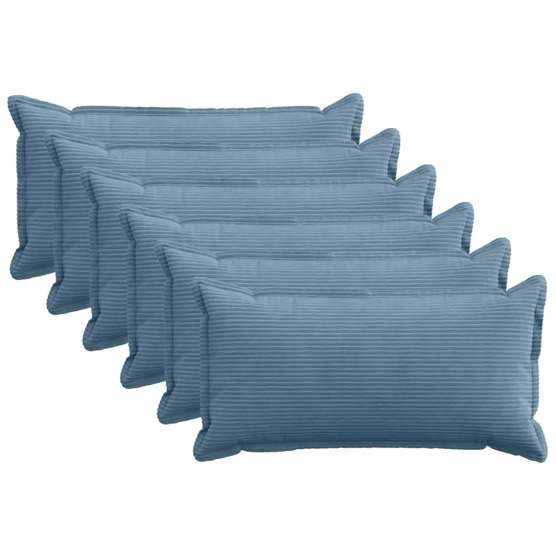 Vidaxl kussensloop 6 st houten blauw 40 x 80 cm corduroy