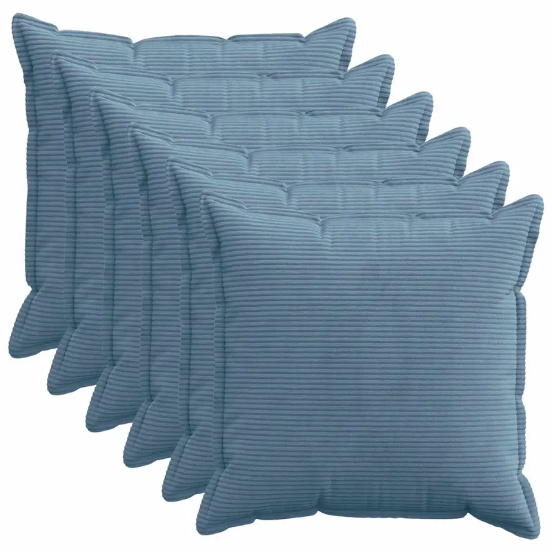 Vidaxl kussensloop 6 st houten blauw 80 x 80 cm corduroy