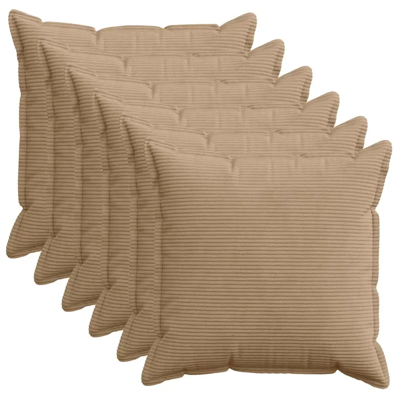 Vidaxl kussensloop 6 st houten bruin 70 x 70 cm corduroy