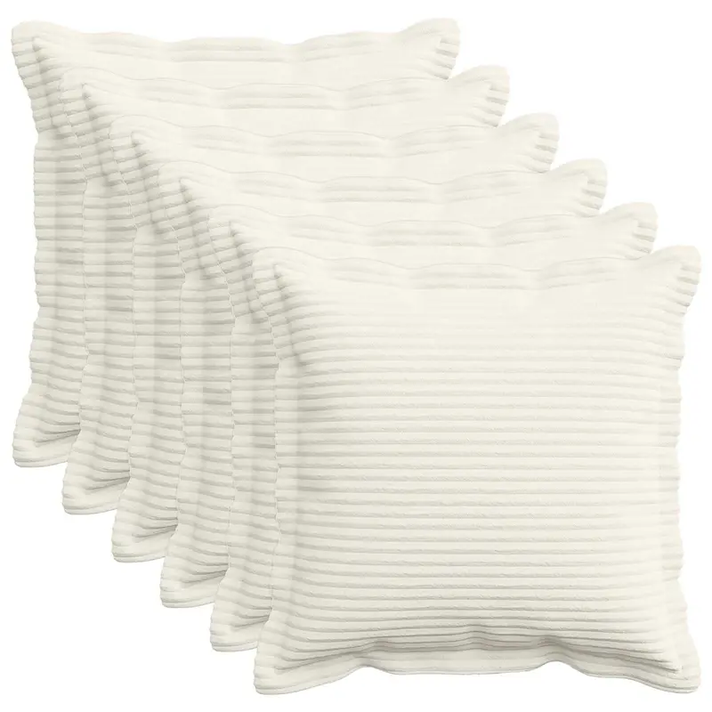 Vidaxl kussensloop 6 st houten crèmekleurig 30 x 30 cm corduroy