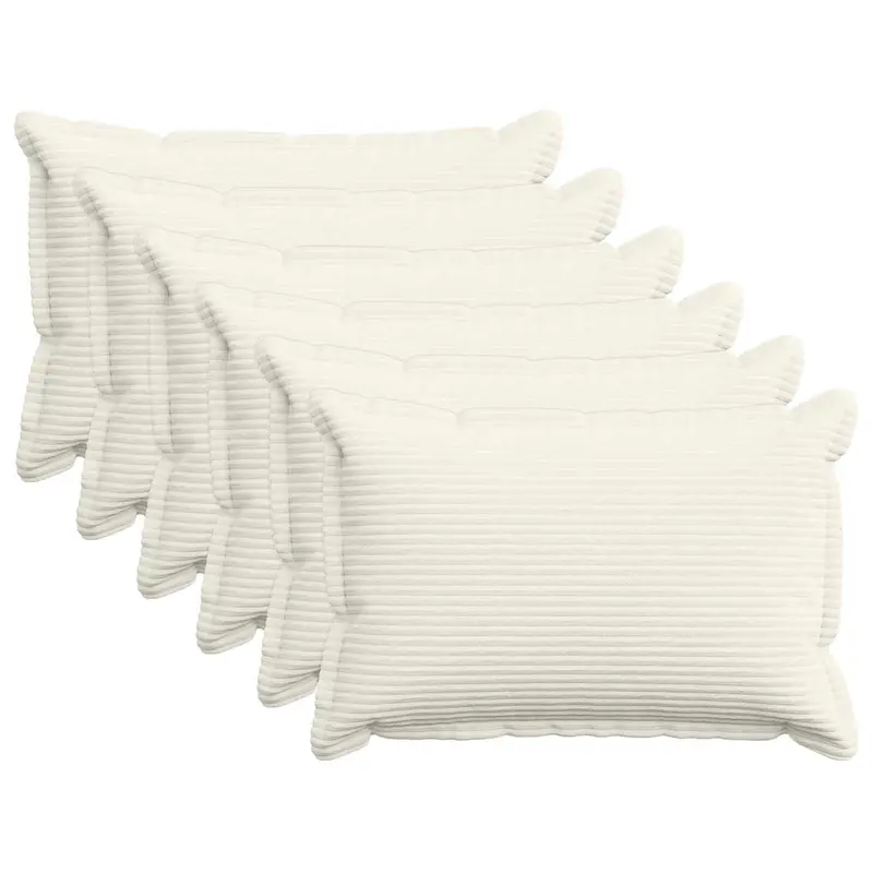 Vidaxl kussensloop 6 st houten crèmekleurig 40 x 60 cm corduroy