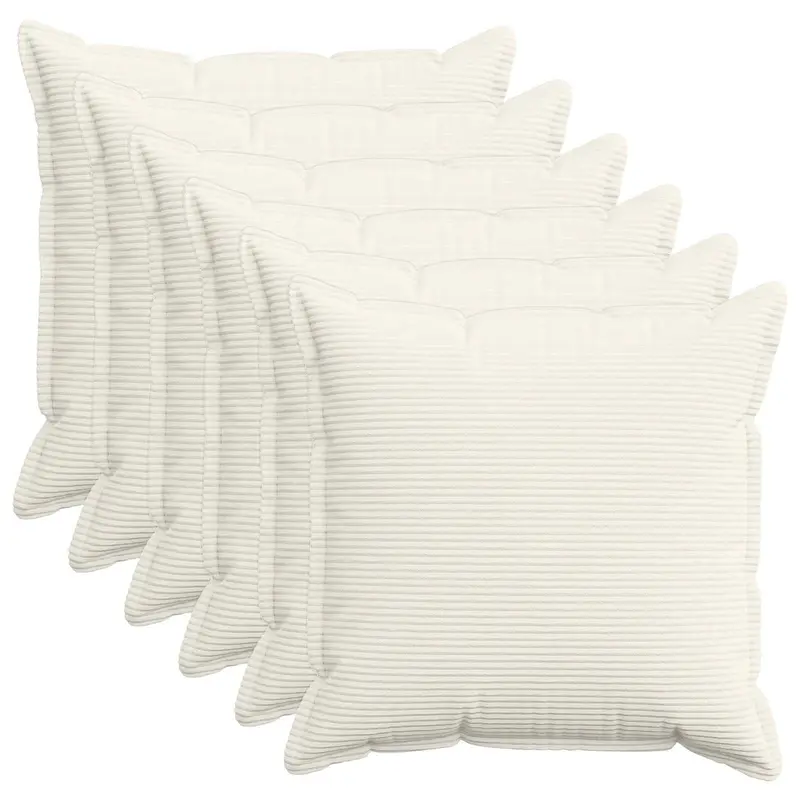 Vidaxl kussensloop 6 st houten crèmekleurig 65 x 65 cm corduroy
