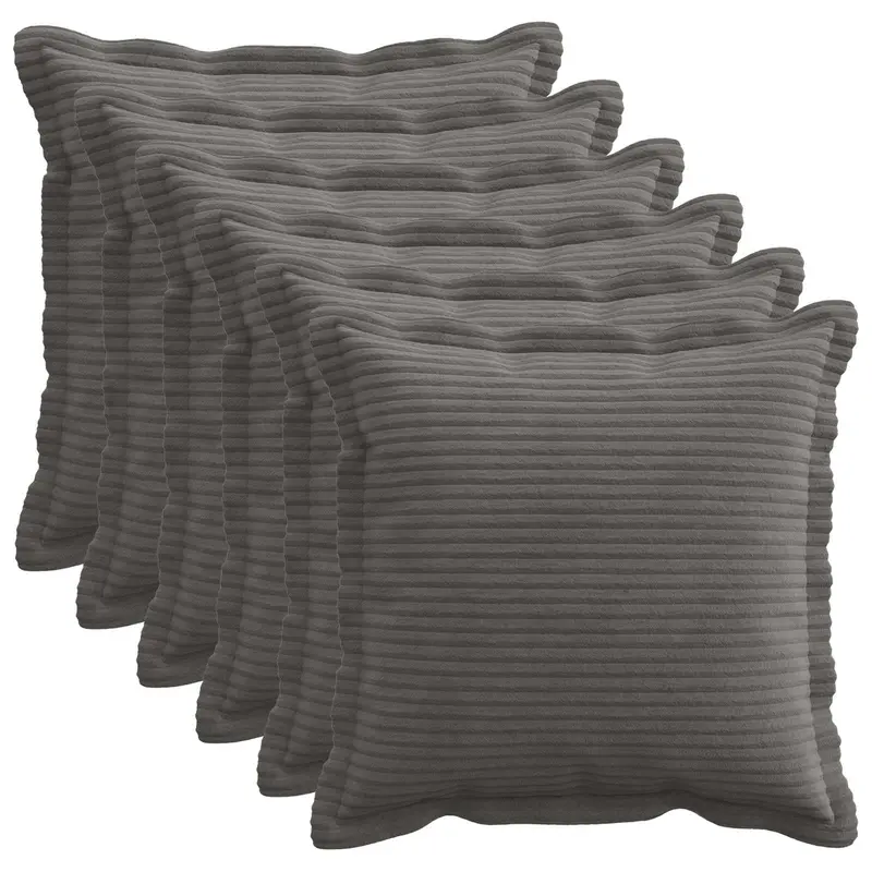 Vidaxl kussensloop 6 st houten donkergrijs 30 x 30 cm corduroy
