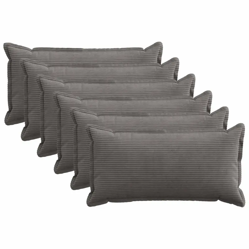Vidaxl kussensloop 6 st houten donkergrijs 40 x 80 cm corduroy