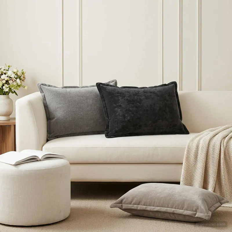 Vidaxl kussensloop 6 st houten donkergrijs 50 x 70 cm chenille stof