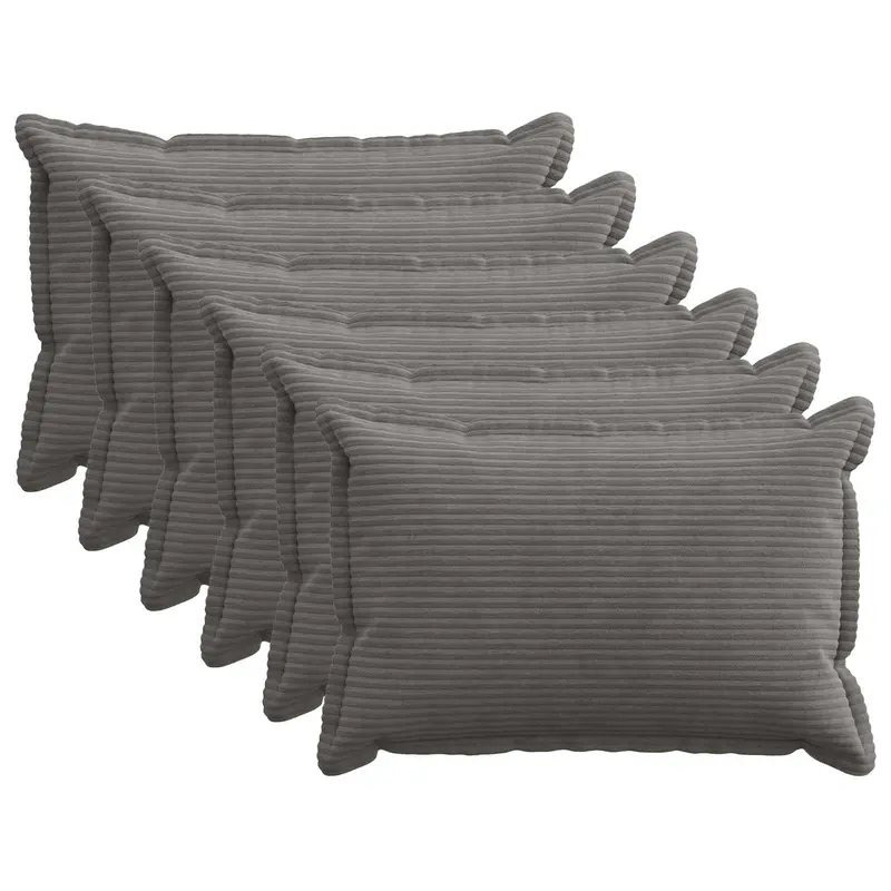 Vidaxl kussensloop 6 st houten donkergrijs 50 x 80 cm corduroy