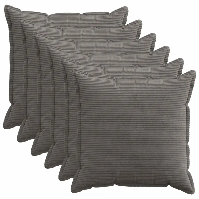 Vidaxl kussensloop 6 st houten donkergrijs 70 x 70 cm corduroy