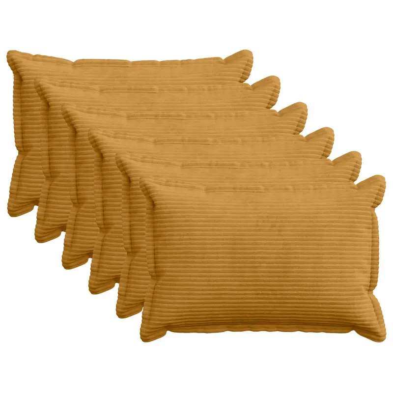 Vidaxl kussensloop 6 st houten geel 30 x 50 cm corduroy