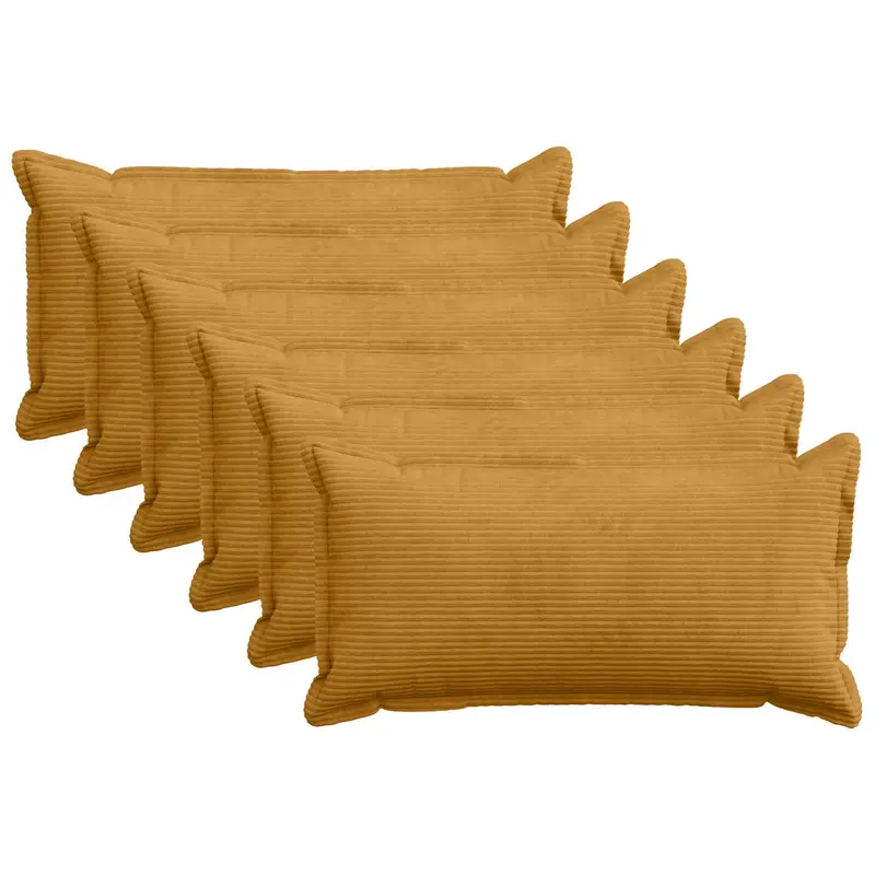 Vidaxl kussensloop 6 st houten geel 40 x 80 cm corduroy