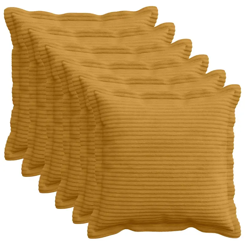 Vidaxl kussensloop 6 st houten geel 50 x 50 cm corduroy