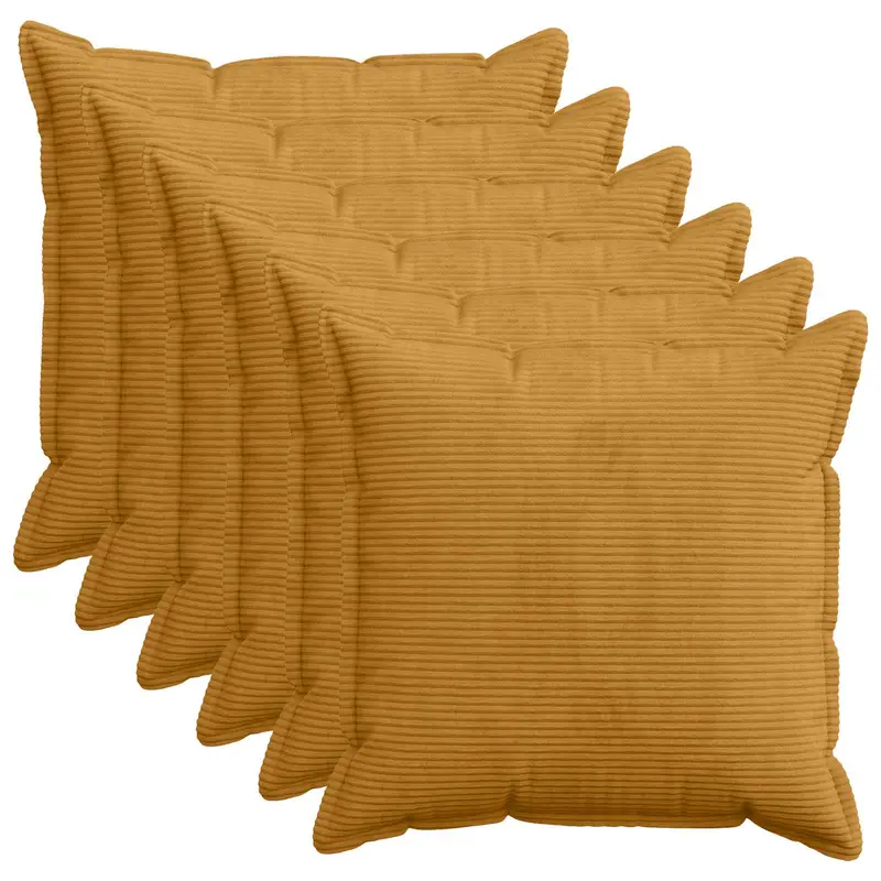 Vidaxl kussensloop 6 st houten geel 70 x 70 cm corduroy