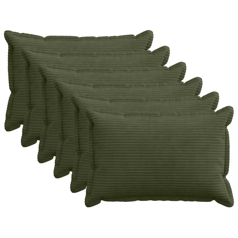 Vidaxl kussensloop 6 st houten groen 30 x 50 cm corduroy