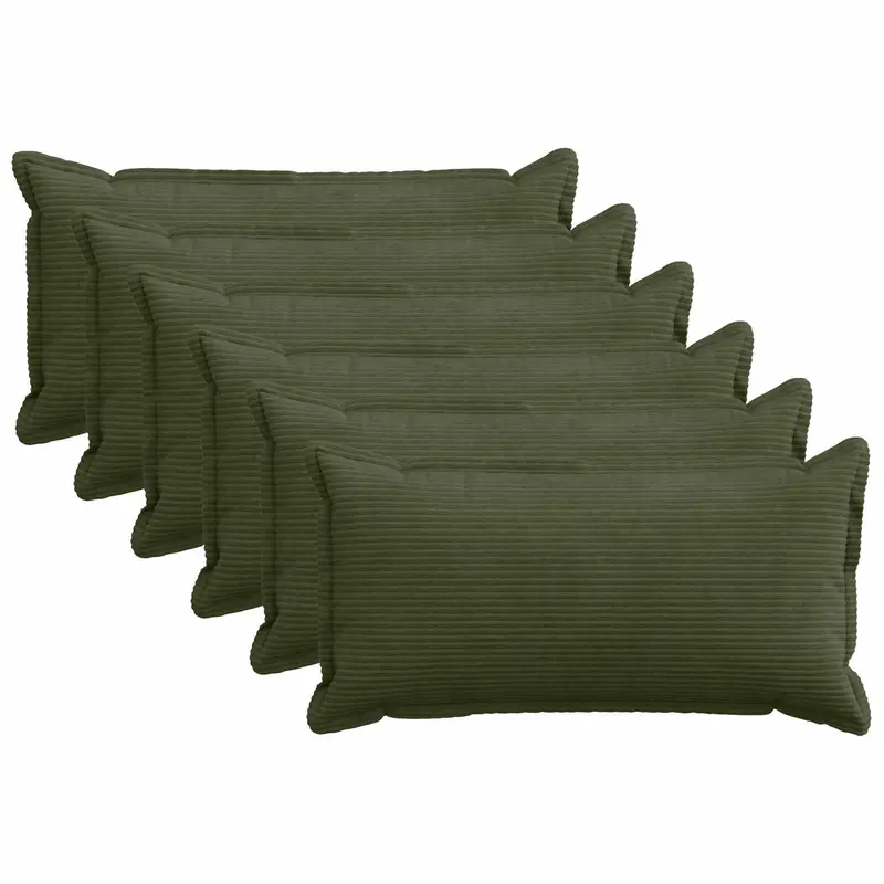 Vidaxl kussensloop 6 st houten groen 40 x 70 cm corduroy