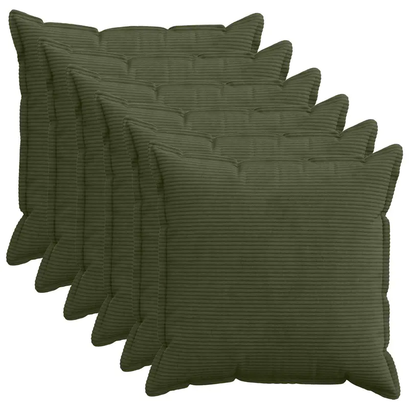 Vidaxl kussensloop 6 st houten groen 80 x 80 cm corduroy