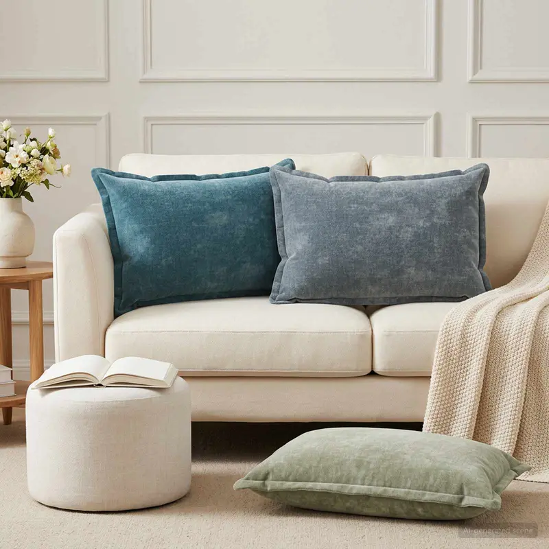 Vidaxl kussensloop 6 st houten lichtblauw 50 x 70 cm chenille stof