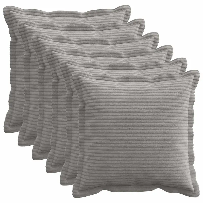 Vidaxl kussensloop 6 st houten lichtgrijs 30 x 30 cm corduroy