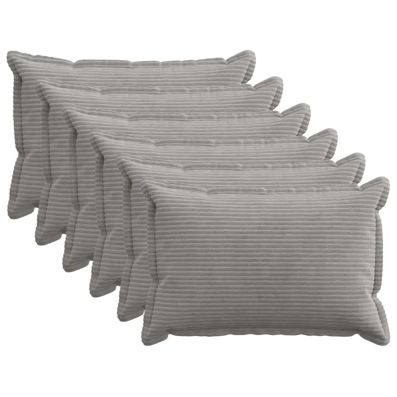 Vidaxl kussensloop 6 st houten lichtgrijs 30 x 50 cm corduroy