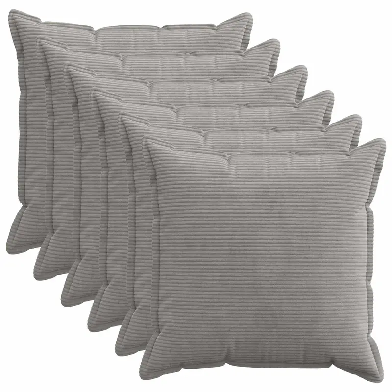 Vidaxl kussensloop 6 st houten lichtgrijs 65 x 65 cm corduroy