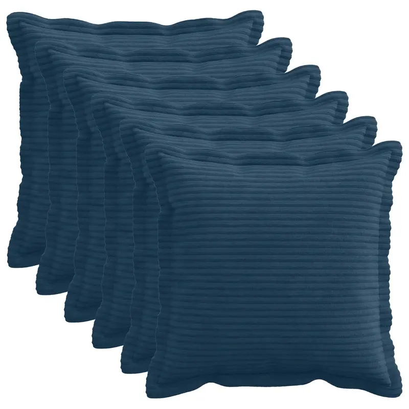 Vidaxl kussensloop 6 st houten marineblauw 30 x 30 cm corduroy