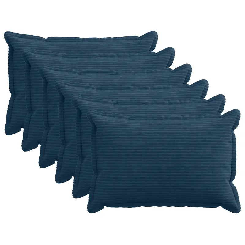 Vidaxl kussensloop 6 st houten marineblauw 30 x 50 cm corduroy