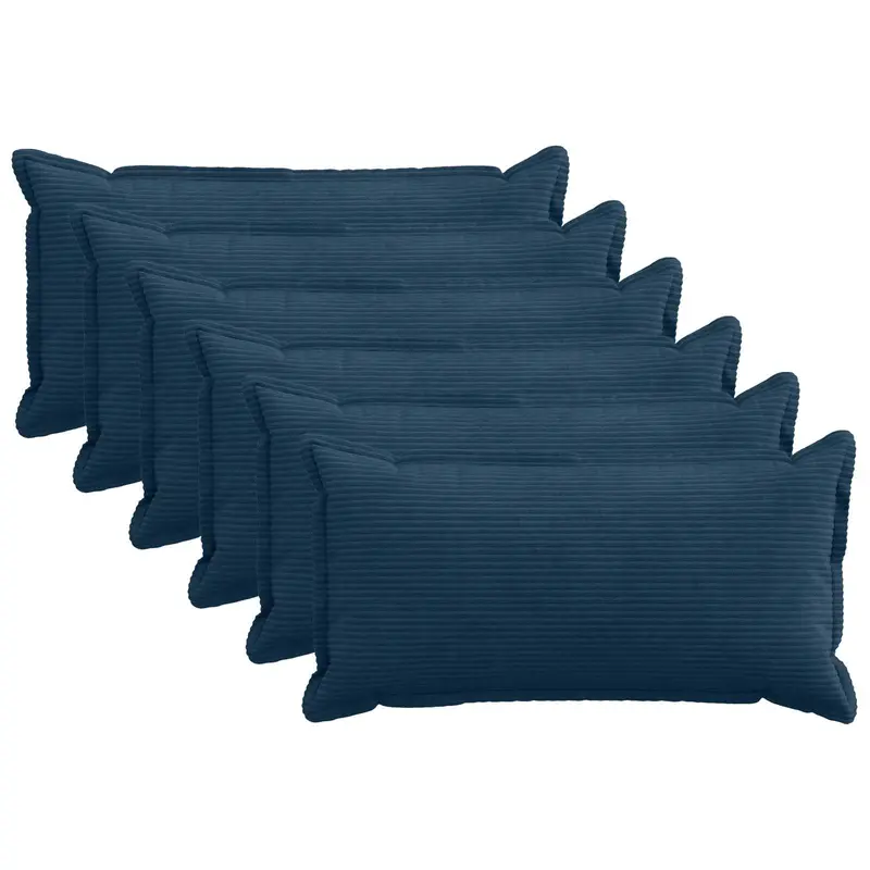 Vidaxl kussensloop 6 st houten marineblauw 40 x 80 cm corduroy