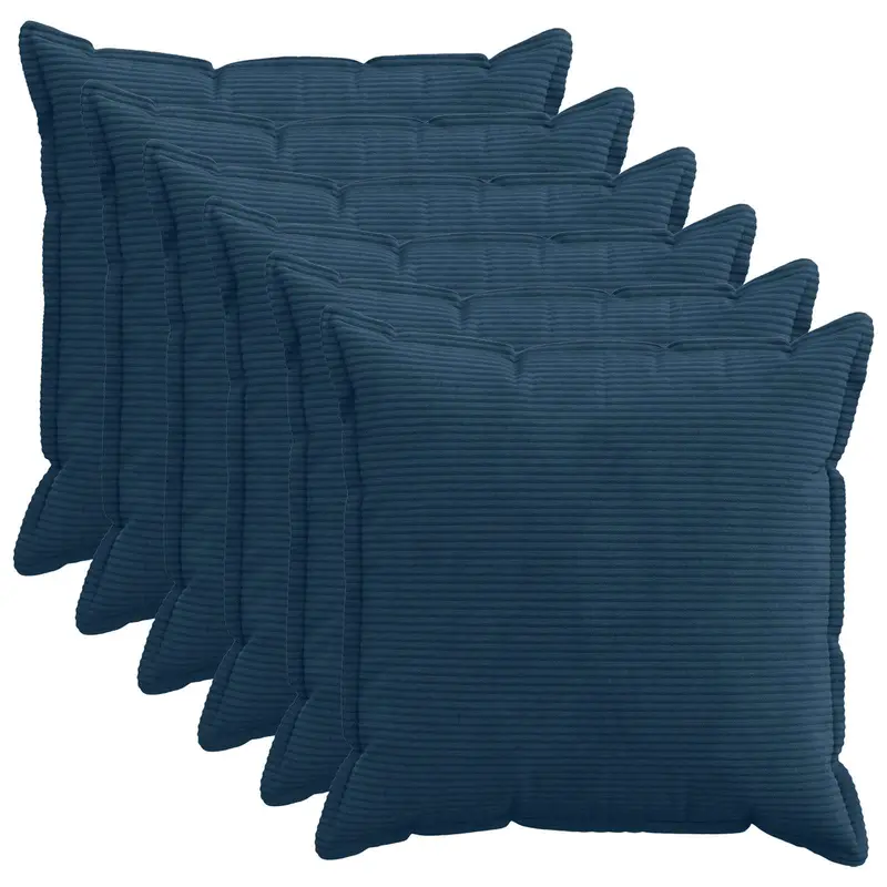 Vidaxl kussensloop 6 st houten marineblauw 55 x 55 cm corduroy