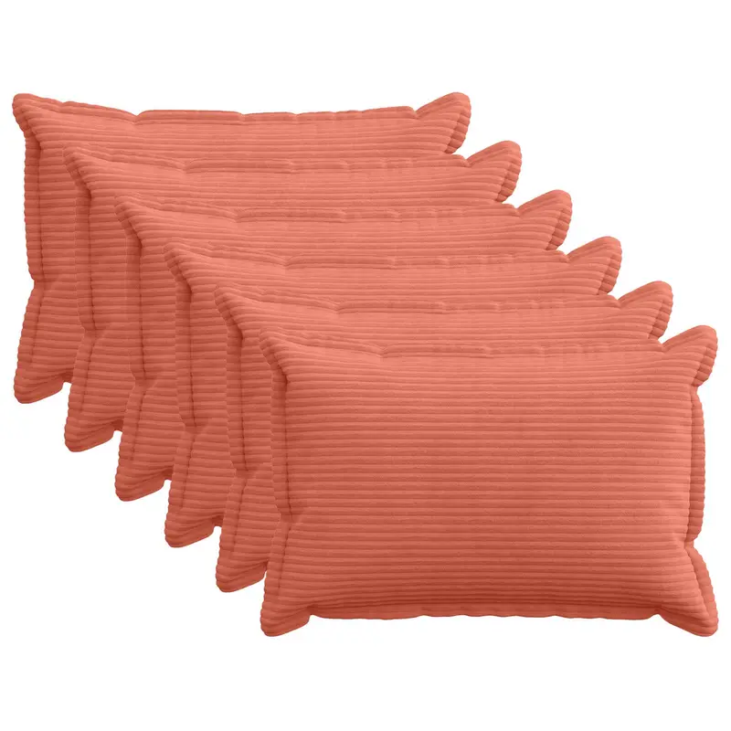 Vidaxl kussensloop 6 st houten rood-oranje 30 x 50 cm corduroy
