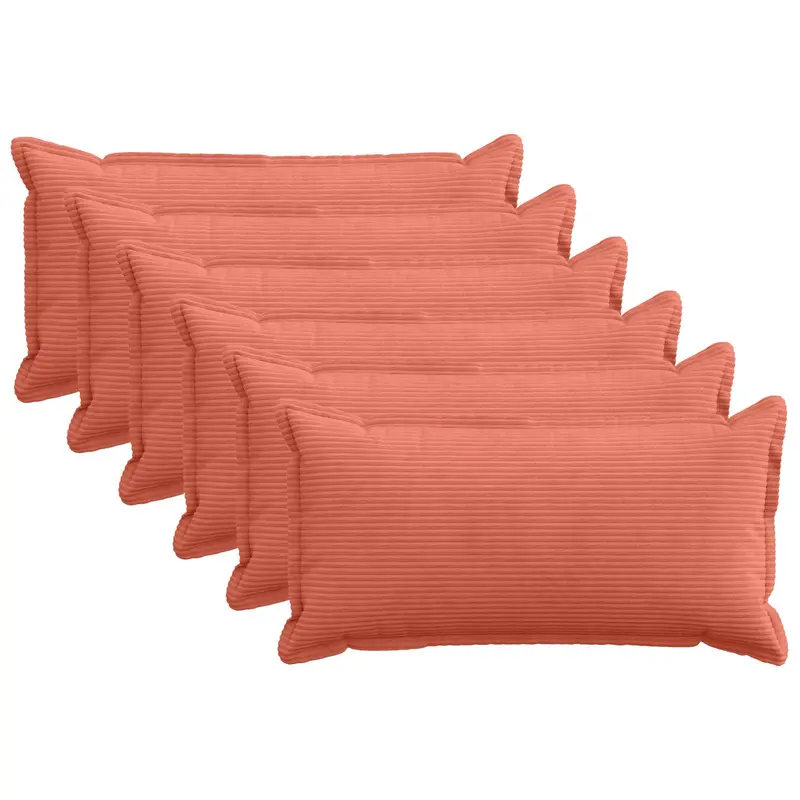 Vidaxl kussensloop 6 st houten rood-oranje 40 x 80 cm corduroy