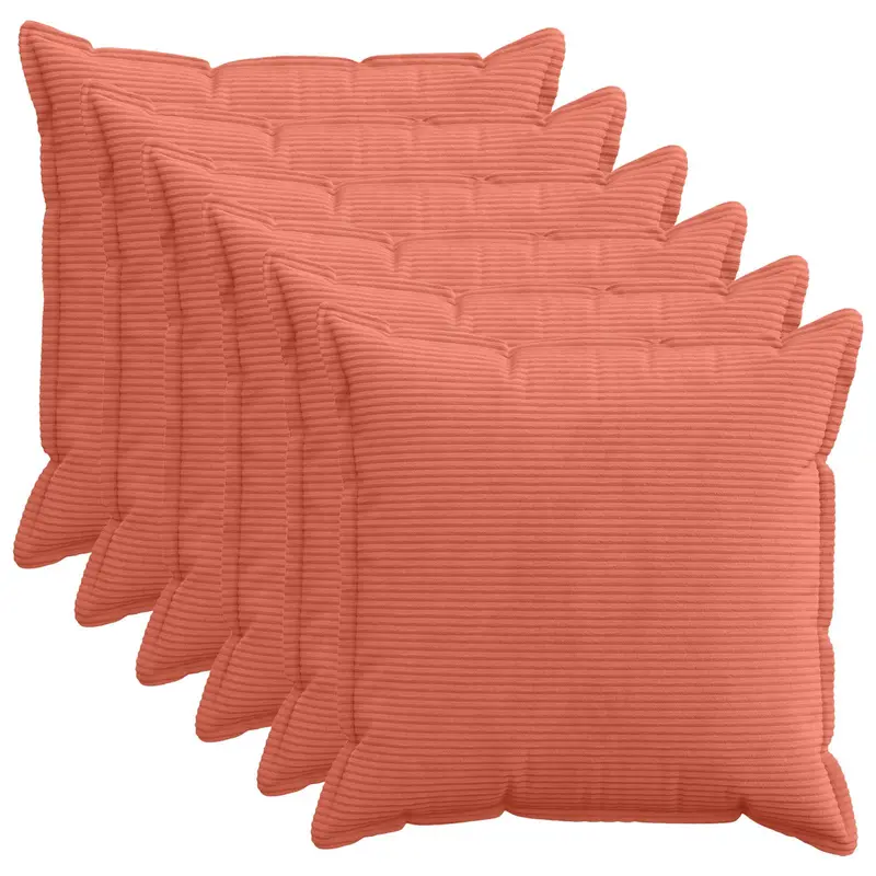 Vidaxl kussensloop 6 st houten rood-oranje 65 x 65 cm corduroy