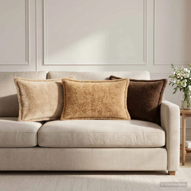 Vidaxl kussensloop 6 st houten taupe 40 x 60 cm nep konijnenbont