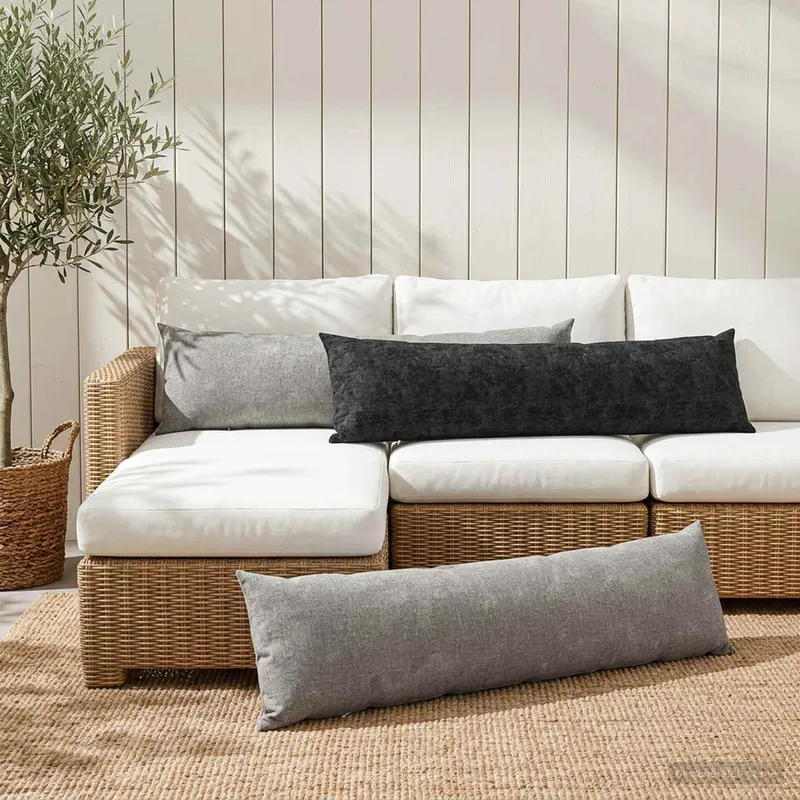 Vidaxl kussensloop heerlen donkergrijs 40 x 145 cm chenille stof