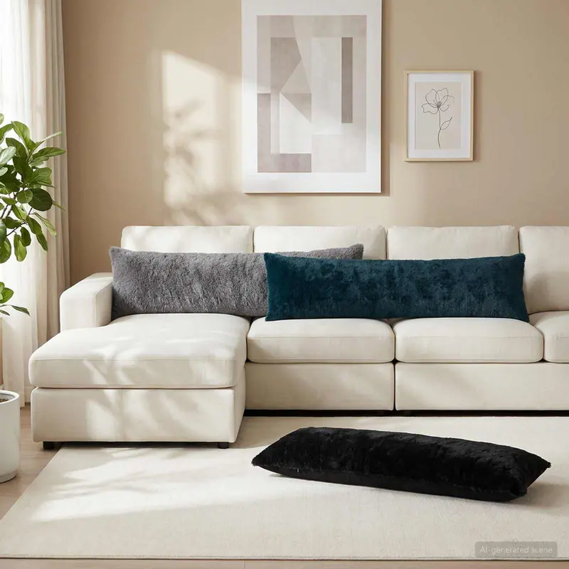 Vidaxl kussensloop heerlen marineblauw 40 x 145 cm nep konijnenbont
