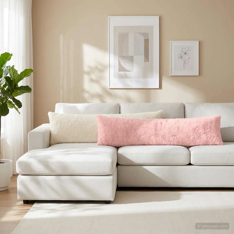 Vidaxl kussensloop heerlen roze 40 x 145 cm nep konijnenbont