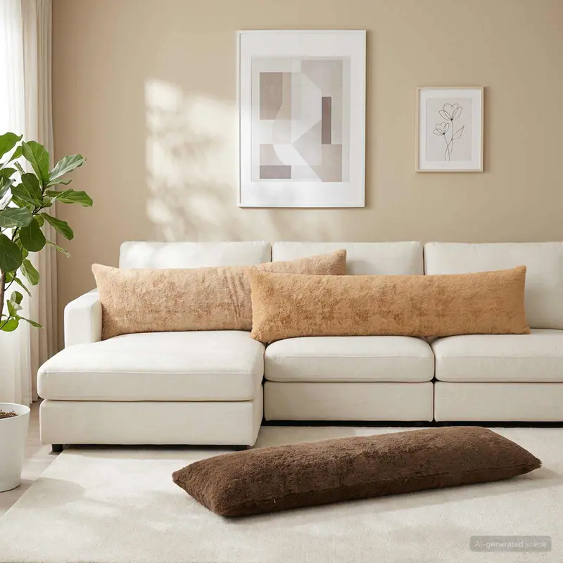 Vidaxl kussensloop heerlen taupe 40 x 145 cm nep konijnenbont