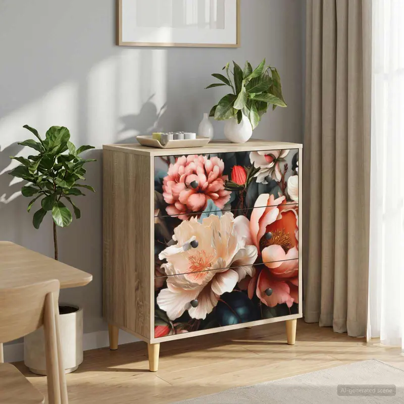 Vidaxl ladekast borne licht pioenroosprint 66 x 36,5 x 75 cm sonoma