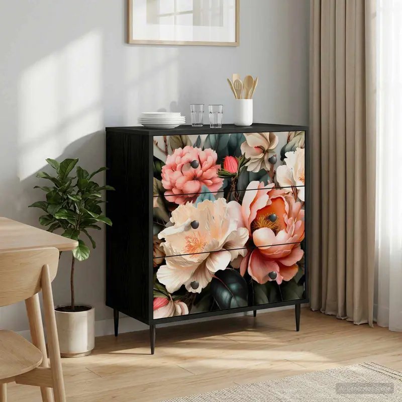 Vidaxl ladekast borne licht pioenroosprint 66 x 36,5 x 76 cm