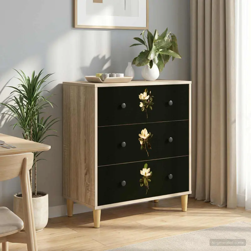 Vidaxl ladekast bremen magnolia print 66 x 36,5 x 75 cm bewerkt hout