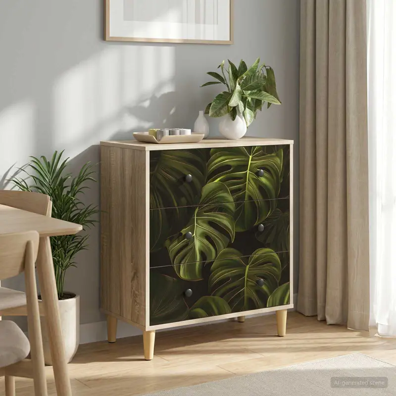 Vidaxl ladekast elburg palmbladprint 66 x 36,5 x 75 cm bewerkt hout