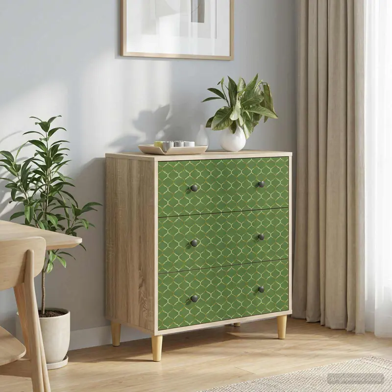 Vidaxl ladekast geleen groen geometrisch patroon 66 x 36,5 x 75 cm