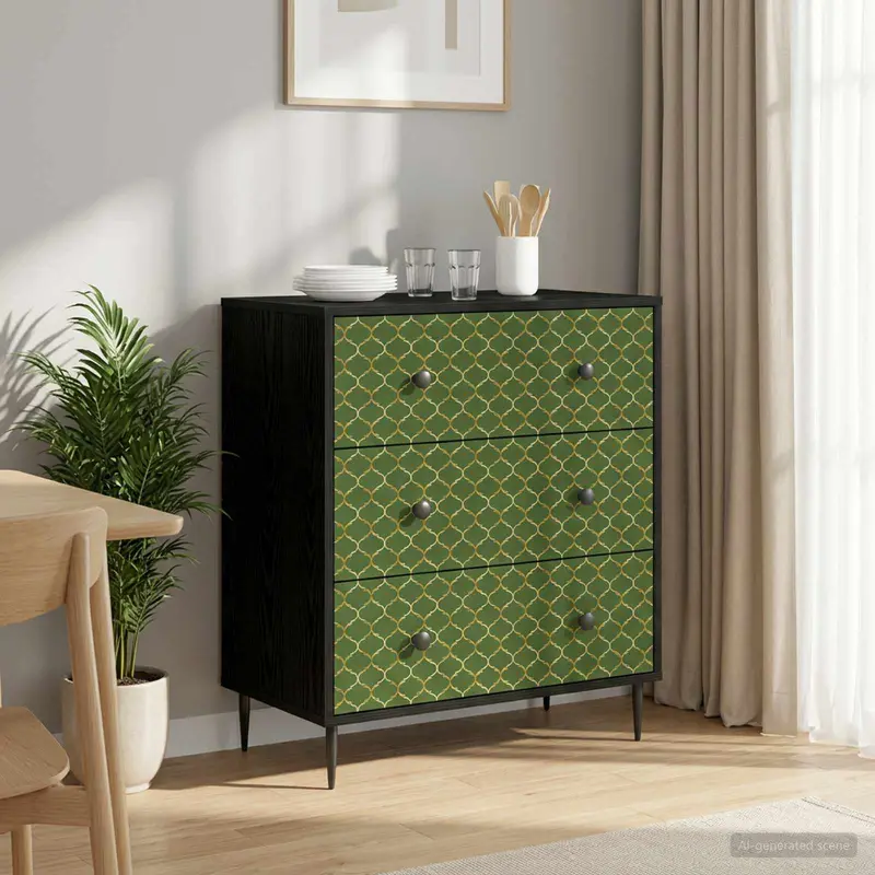 Vidaxl ladekast geleen groen geometrisch patroon 66 x 36,5 x 76 cm
