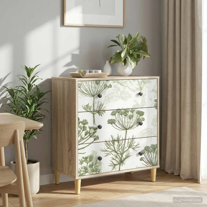 Vidaxl ladekast gotha groene boomprint 66 x 36,5 x 75 cm bewerkt hout