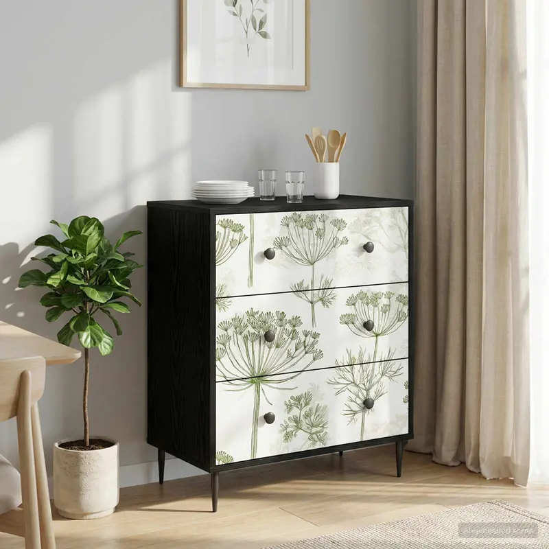 Vidaxl ladekast gotha groene boomprint 66 x 36,5 x 76 cm bewerkt hout