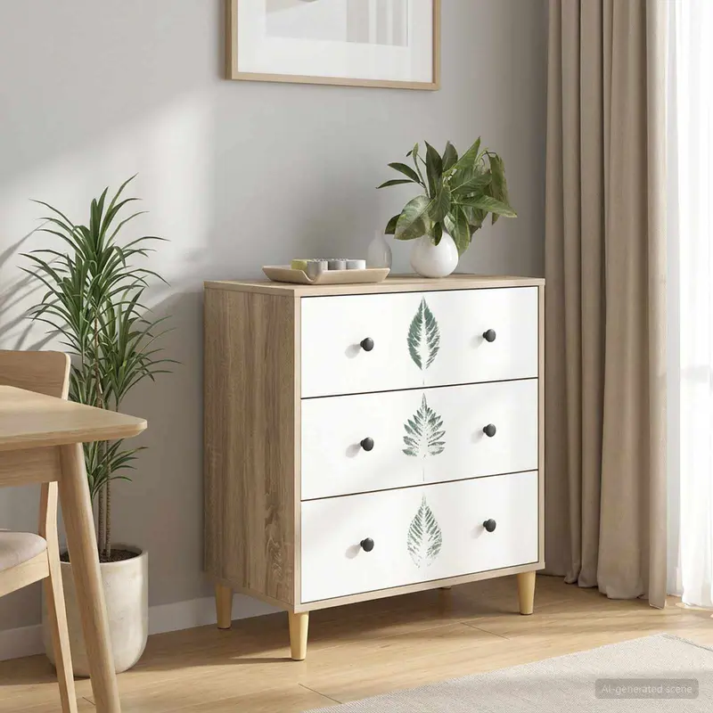Vidaxl ladekast hanau groene bladerenprint 66 x 36,5 x 75 cm sonoma