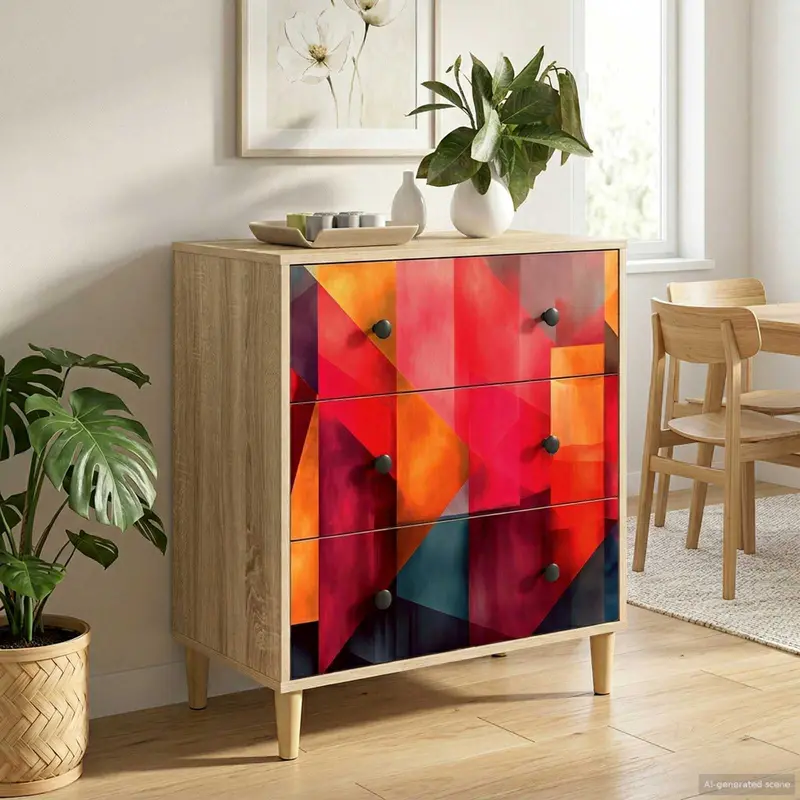 Vidaxl ladekast heesch kleurblokprint 66 x 36,5 x 75 cm bewerkt hout