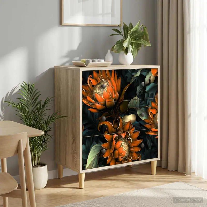 Vidaxl ladekast lochem oranje print 66 x 36,5 x 75 cm bewerkt hout